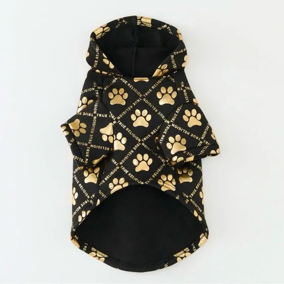 True Religion Metallic Paw Logo Dog Hoodie - Picture 2 of 8